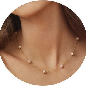 SHERLOVE Freshwater Pearl Necklace Women Gold Dainty Choker Necklace